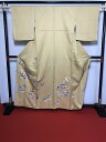 GWセール20%OFFクーポン/【中古】Sサイズ 正絹 訪問着 山吹色地に蝶模様