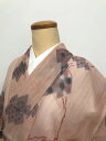 GWセール20%OFFクーポン/【中古】 Mサイズ 正絹 夏着物 アンティーク 紬 ピンク地に幾何学模様 あす楽
