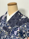 GWセール20%OFFクーポン/【中古】Sサイズ 化繊 小紋 青地に寄せ柄模様