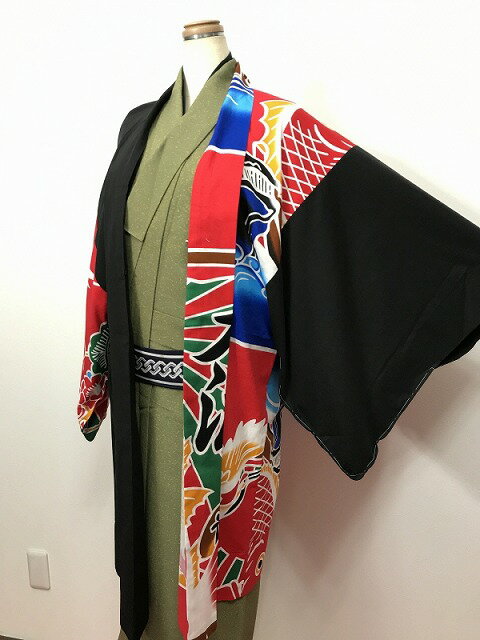 週末限定25%OFFCOUPON発行中/新品 Mサイズ 男物 綿 羽織 大漁旗模様 福服特製 着物羽織り メンズ 和装コート 着物用コート 着物コート 着物羽織...