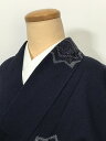 GWセール20%OFFクーポン/1100円 【中古】 Sサイズ 正絹 紬 濃紺地に幾何学文様 袷着物 nb あす楽
