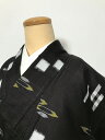 GWセール20%OFFクーポン/【中古】 Sサイズ 交織 紬 黒地に絣文様 袷着物 あす楽
