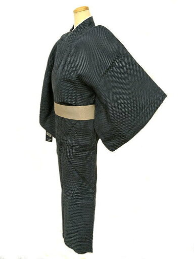 新品 男物 綿 Sサイズ 単衣着物 紺色地にドット模様 特価品 新品 男物 綿 Sサイズ 単衣着物 紺色地にドット模様 特価品