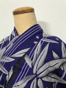 30%OFFクーポン発行中/【中古】Lサイズ 浴衣 綿 青紫地に笹模様