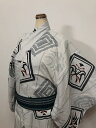只今20%OFF 新品 LLサイズ 男物 綿 浴衣 グレー地に隈取模様 最強配送