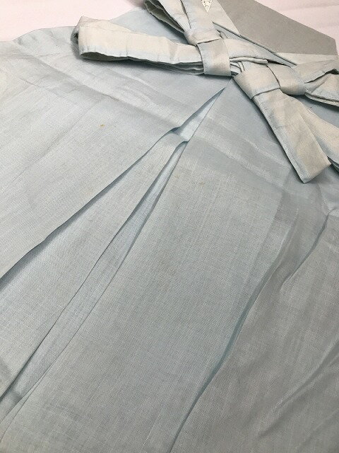 バラエティークーポン発行中/【中古】Sサイズ 行灯袴 男物 麻 夏物 水色の無地 紐下79 夏袴