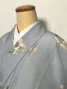 【中古】Mサイズ 小紋 化繊 薄グレー地に兎模様