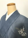 中古40%OFF/【中古】Sサイズ 夏着物 付け下げ 化繊 付下げ訪問着 絽 ブルーグレー地に草花模様 洗える着物