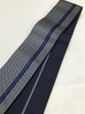 25%OFFクーポン配布中/【中古】 角帯 男物 正絹 濃紺地に縞格子文様 リバーシブル 最強配送 男性用 メンズ 男性 着物 袴 和装 和服 きもの 袴帯 着物帯 男帯 おしゃれ オシャレ 柄