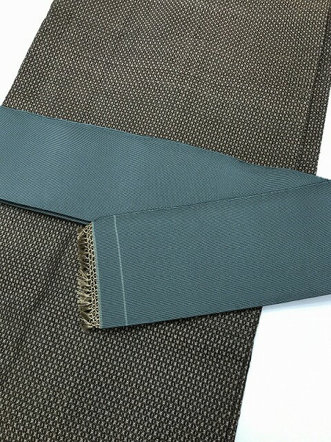 お買い物マラソンで使える25％OFFクーポン/【中古】角帯 男物 正絹 綴れ織 青緑無地 男性用 メンズ 男性 着物 袴 和装 和服 きもの 袴帯 着物帯 男帯 おしゃれ オシャレ 柄