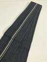 【中古】角帯 男物 正絹 青地に縞文様
