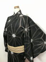 25%offクーポン発行中/新品 2Lサイズ 男物 混紡 浴衣 こげ茶地に麻の葉模様