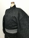 25%offクーポン発行中/新品 2Lサイズ 男物 綿麻 浴衣 黒地に縞模様