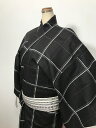 25%offクーポン発行中/新品 Mサイズ 男物 綿 浴衣 黒地に格子模様