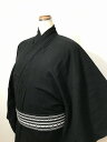 25%offクーポン発行中/新品 Lサイズ 男物 綿 浴衣 しじら織り黒無地