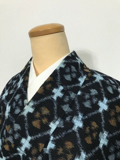 お買い物マラソン25%OFFクーポン/【中古】 子供着物 綿 木綿 ジュニアサイズ 絣 濃紺地に菱文様 袷着物 最強配送 お買い物マラソン25%OFFクーポン/【中古】 子供着物 綿 木綿 ジュニアサイズ 絣 濃紺地に菱文様 袷着物 最強配送