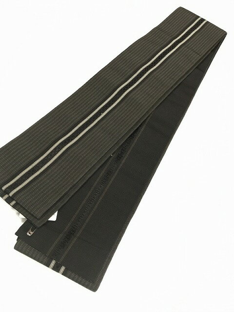 【中古】角帯 男物 正絹 グレー地に独鈷文様