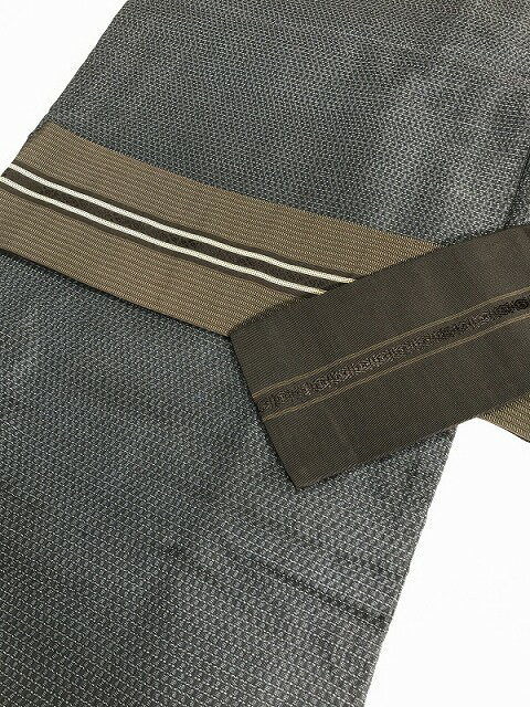 【中古】角帯 男物 正絹 グレー地に独鈷文様