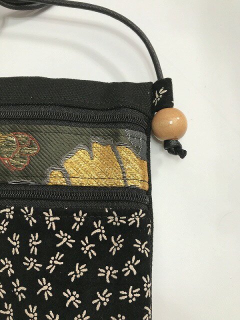 お買い物マラソン25％OFFクーポン/新品 男物 小物 化繊 ミニポシェット 帯地使用 黒地に蜻蛉柄印伝調 祭ポシェット 最強配送
