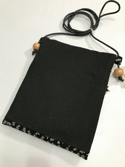 お買い物マラソン25％OFFクーポン/新品 男物 小物 化繊 ミニポシェット 帯地使用 黒地に蜻蛉柄印伝調 祭ポシェット 最強配送