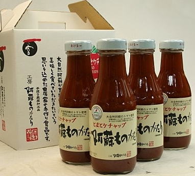 楽天福馬果樹園shop安心の無添加本物のケチャップ　とまとケチャップ4本入り　阿蘇ものがたり