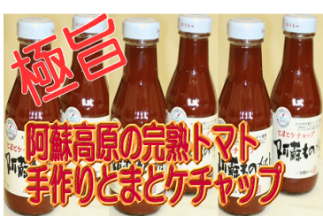 安心の無添加本物のケチャップ　とまとケチャップ6本入り　阿蘇ものがたり