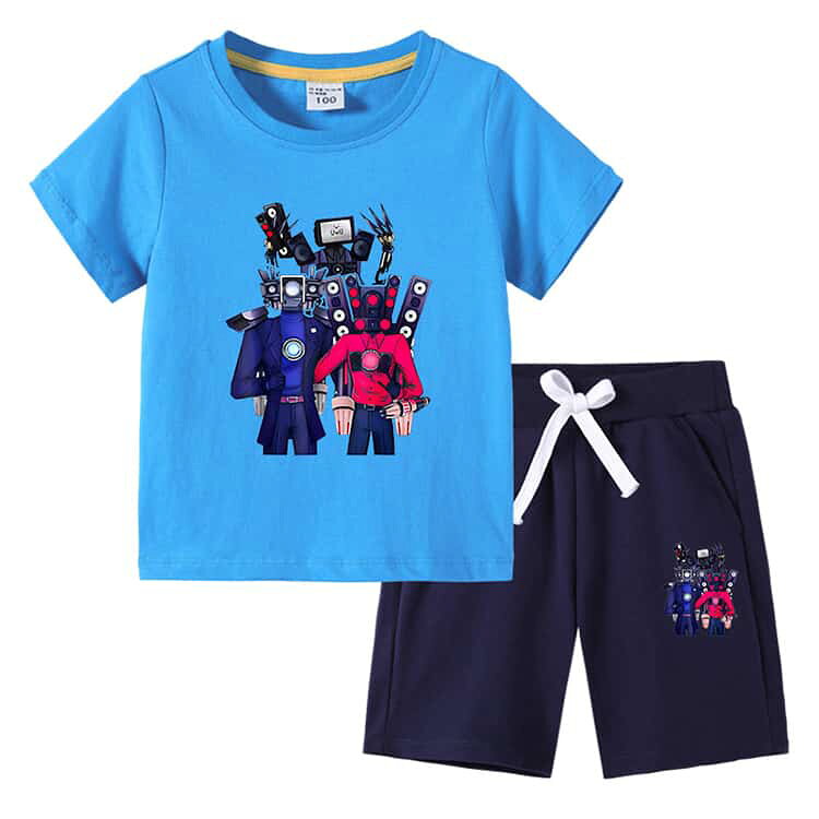 Tシャツ スキビディトイレ ショートパンツ 半袖シャツ シャツ カットソー 夏 春 Skibidi 2点セット 半袖 短パン 子供服 感謝祭の日 トップス ボトムス Skibidi Toilet ゲーム グッズ シャツ 誕生日 ギフト 子供 ハロウィン クリスマス fukumiru-10014665 福見る店 サンプル画像3