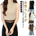 ノースリーブ プリーツ レディース きれいめ 無地 トップス 重ね着 Tシャツ ギフト ストレッチ ハイネック ハイネックニット シンプル 春 レイヤード ニッ...