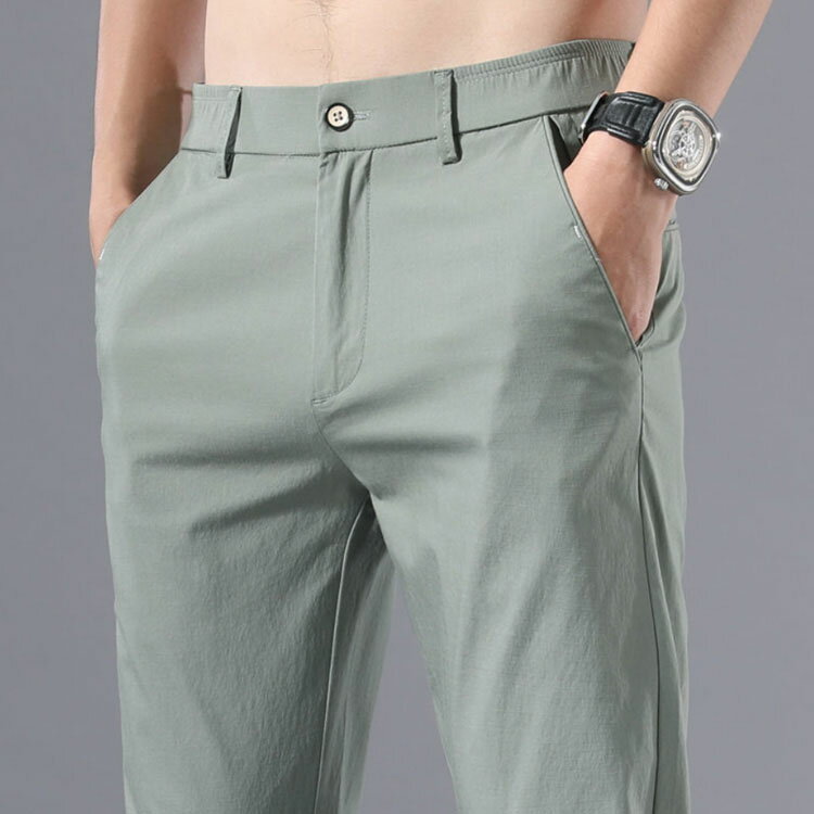 チノパンツ 涼感 メンズ ストレート スキニー パンツ 送料無料 薄手 ひんやり チノパン ストレッチ ストレートパンツ カジュアルパンツ ウェストゴム テーパードパンツ リラックス イージーパンツ