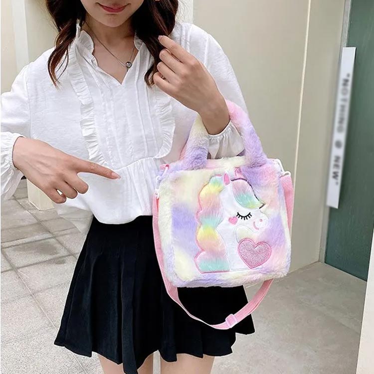 ふわふわ ユニコーンバッグ 子供バッグ カバン 通園バッグ ショルダーバッグ ふわ...