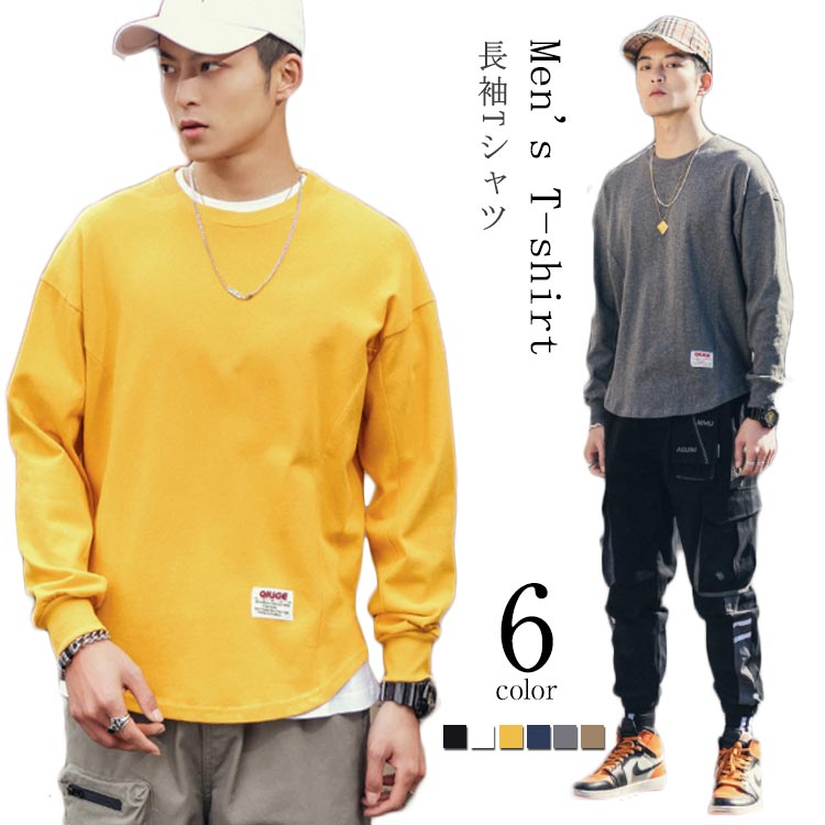 乐天商城 - 長袖 Tシャツ メンズ ミリタリー風 Tシャツ 長袖 クールネック Uネック 長袖Tシャツ シンプル 無地 カットソー カジュアル 送料無料