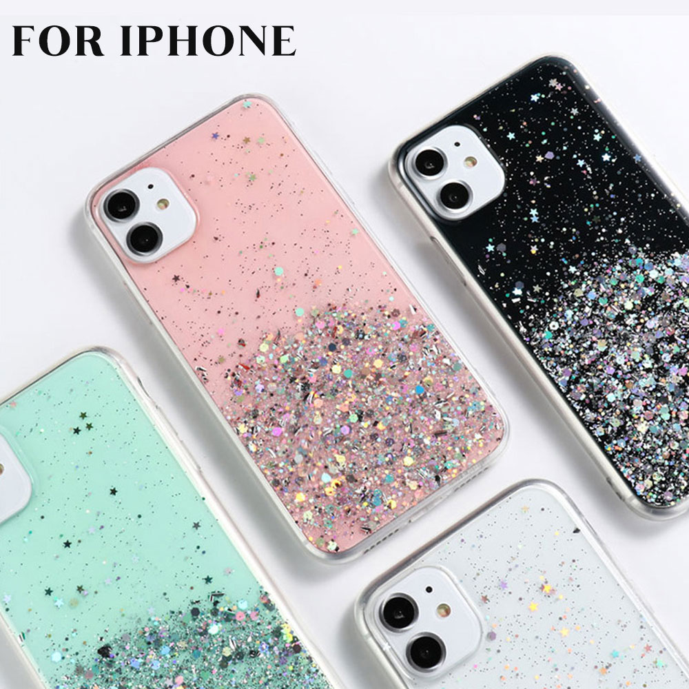 Rakuten - iPhone15 ケース 耐衝撃 カバー クリア 透明 かわいい シリコン きらきら かわいい キラキラ おしゃれ シンプル ソフトケース iPhone 1