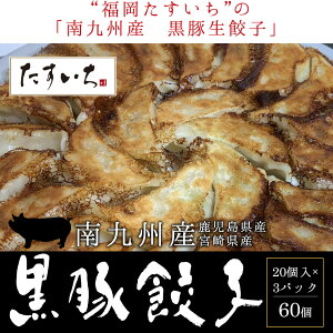 ＼九州産　黒豚餃子／ 美味しさあふれる黒豚生餃子（九州産黒豚使用)冷凍のまま焼くだけ簡単とっても便利♪20個×3パック入(60個) 国産野菜と鹿児島、宮崎産の黒豚のみ使用し、美味しさをそのまま包み込んだ黒豚生餃子です。お中元やギフトにも最適!!