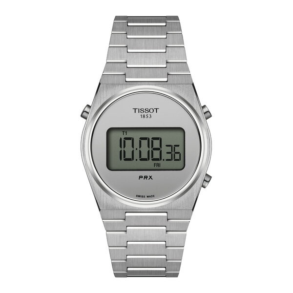 ティソ正規販売店 ユニセックス 腕時計 TISSOT ピーアールエックスDIGITAL35ミリ　クオーツ シルバー文字盤（ミラー仕上げ） ブレスレット　PRX　デジタル　10気圧防水 時計 クォーツ 電池 ウォッチ 防水腕時計 メンズウォッチ ブランド