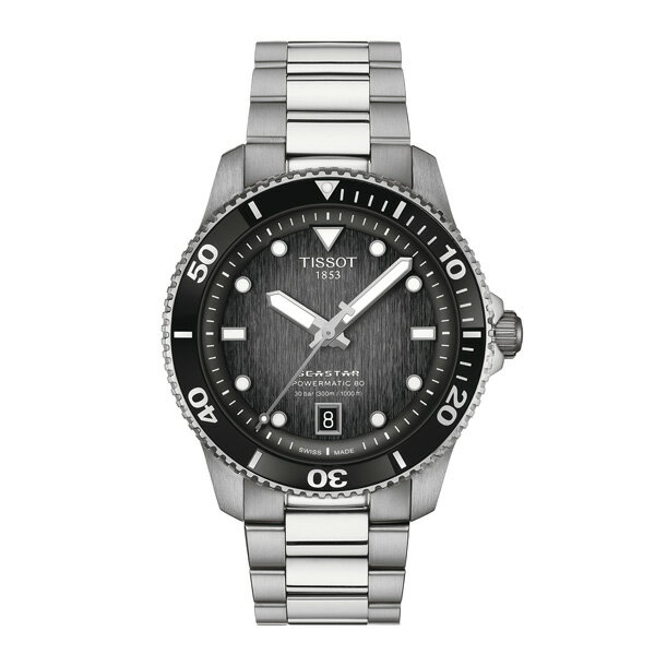 ティソ　正規販売店 メンズ 腕時計 TISSOT 40mm　シースター1000 ブラック文字盤 　SEASTAR1000 300メーター防水 スイス製腕時計 機械式自動巻き 80時間パワーリザーブ ウォッチ 防水腕時計 ブランド