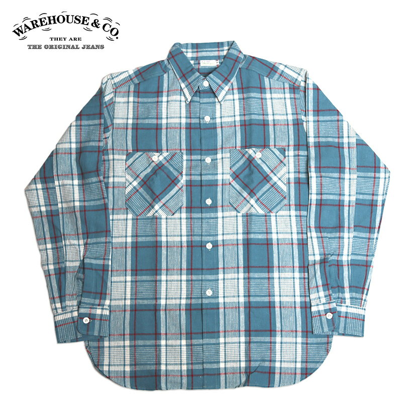 WAREHOUSE/ウエアハウス LONG SLEEVE CHECK WORK SHIRTS B柄 Lot 3055
