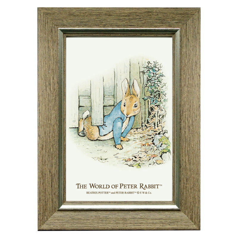 ピーターラビット ポストカード フォトフレームセット【ウッドピーナッツ】木肌の質感の素朴なフレーム 軽量 壁掛 スタンド ビアトリクス・ポター 水彩画 イラスト...