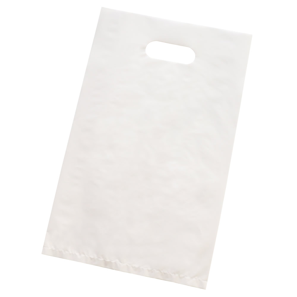 手提げ袋 持ち手付き 買い物袋 HDカラーポリ袋 SSホワイト 250x400mm