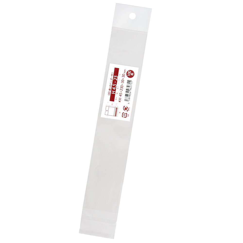樂天商城 - OPP袋 吊り下げ用 白色ヘッダー付 45x230+30mm H4.5-23