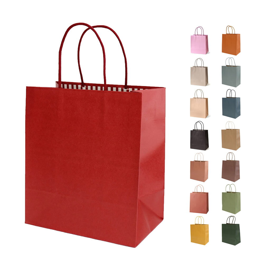 全15色 紙袋 手提げ袋 STカラーズ ストレートバッグ 100枚入 無地 マチあり