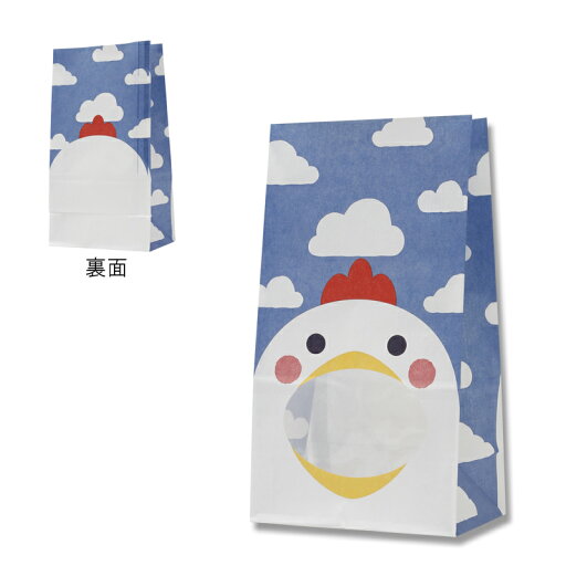 紙袋 角底袋 パックンバッグ ニワトリ No.4 50枚 #004082400 紙袋 角底袋 パックンバッグ ニワトリ No.4 50枚 #004082400