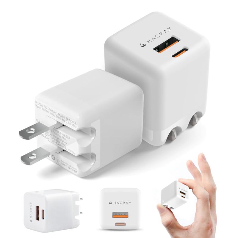 Hacray 20W USB PD ®ACץ 2ݡ [Ķ ޤꤿ߼ץ饰 2Ʊ USB-A USB-C ѥ Űб PSEǧں] iPhone Android ֥å б HR-AC006 ڹ