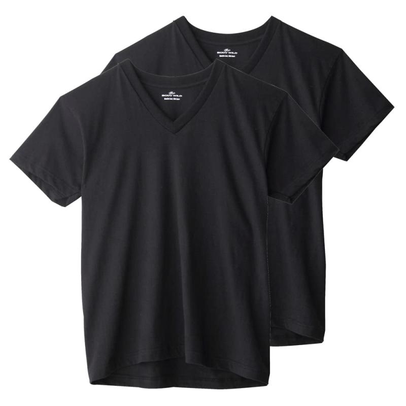 樂天商城 - Tシャツ 半袖 Vネック 綿100% 天竺 2枚組 BW50152