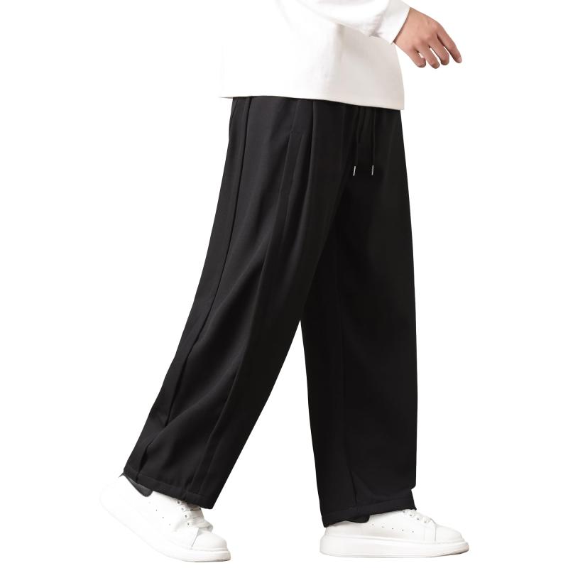 [Fasshonrida] ワイドパンツ メンズ ズボン 夏用 イージーパンツ 涼しい スラックス 冷感 夏服 ずぼん 大きいサイズ サルエルパンツ ゆったり ボトムス 無地 ストレートパンツ おしゃれ ロング