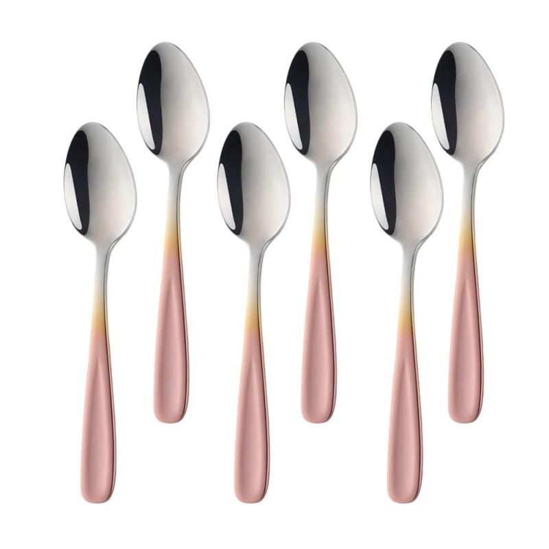 Rakuten - Buyit スプーン ティースプーン コーヒースプーン 6本セット 18-10ステンレス鋼製 鏡面仕上げ 食洗器可 全長13.5cm シルバー/ローズゴールド