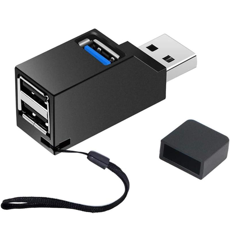 USBハブ [USB3.0+USB2.0*2ポート] 拡張 3ポートコンボハブ 超小型、軽量 高速転送、携帯便利 、USBメモリ/USBイヤホン/Macbook等其他对应USBハブ テレワ(ブラック)