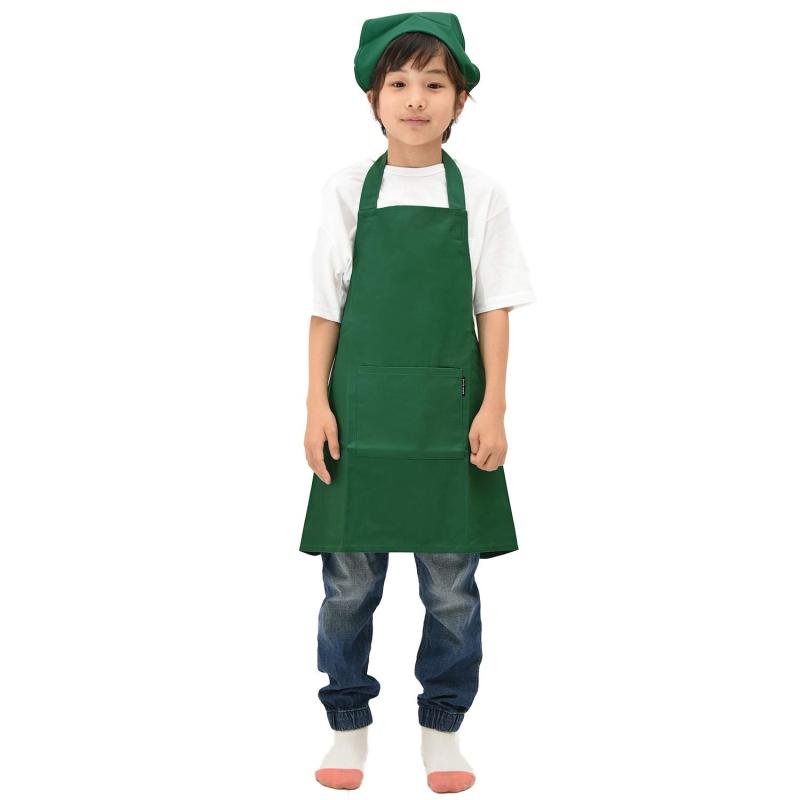 [smile mode] 子供用エプロン キッズ用エプロン 三角巾・収納バックセット 小学生 無地 シンプル 着脱..