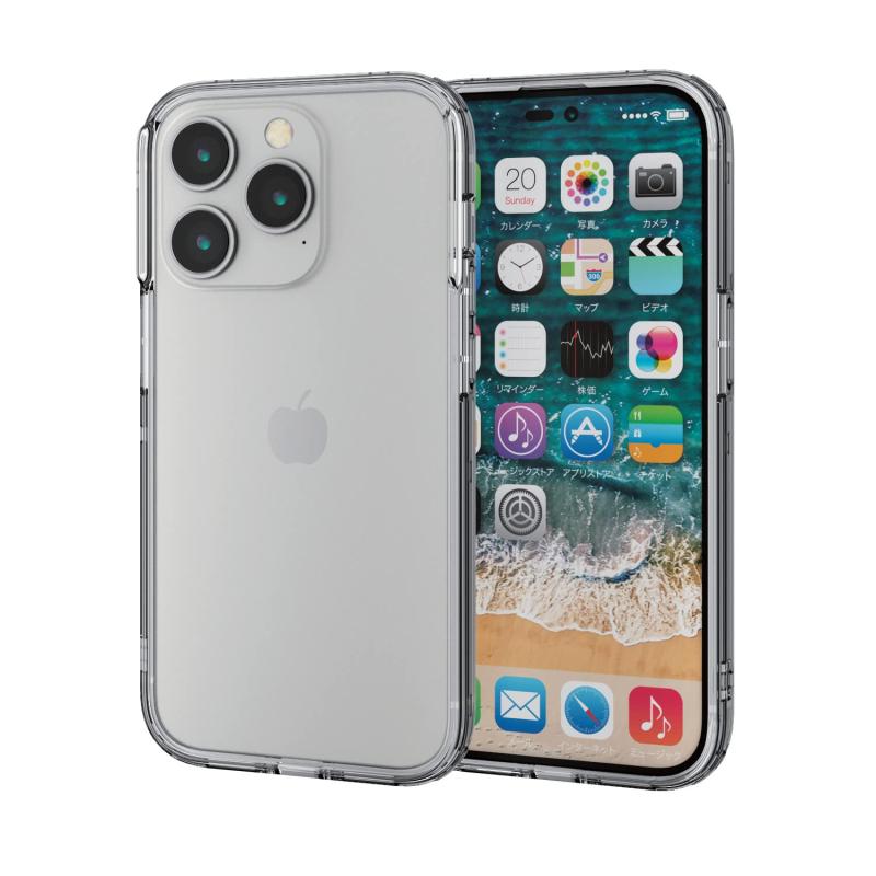 エレコム iPhone 14 Pro ケース カバー バンパー 耐衝撃 衝撃吸収 ポリカーボネート TPU [四つ角のクッションで衝撃吸収] ストラップホール付き クリア PM-A22CHVBCR