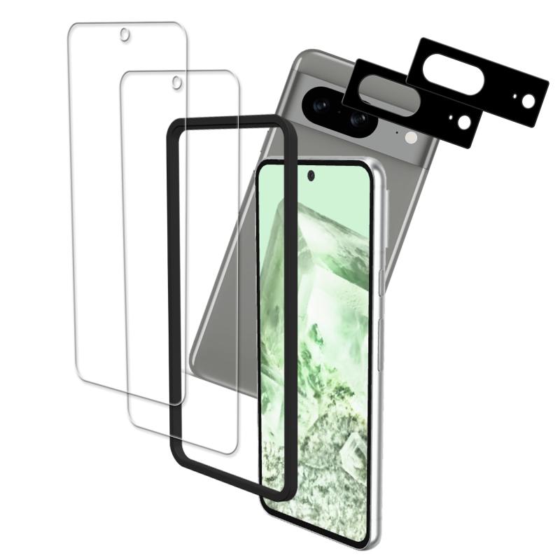 Rakuten - KPNS pixel8 ガラスフィルム【2+2枚セット】ガイド枠付き 日本素材製 強化ガラス Google Pixel 8 用 ガラスフィルム カメラフィルム カバー ピクセル8 保護フィルム