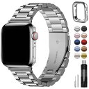 for Apple Watch バンド 41mm 40mm 38mm 保護ケース付き ステンレス ベルト Apple Watch 9/8/7/SE2/6/SE/5/4/3/2/1対応 iWatch バンド ビジネス おしゃれ 通勤 長さ調整器具付き(38